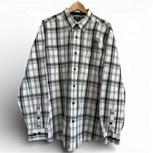 Harley-Davidson Plaid Skull Button-Up Shirt XL Black Gray Willie G